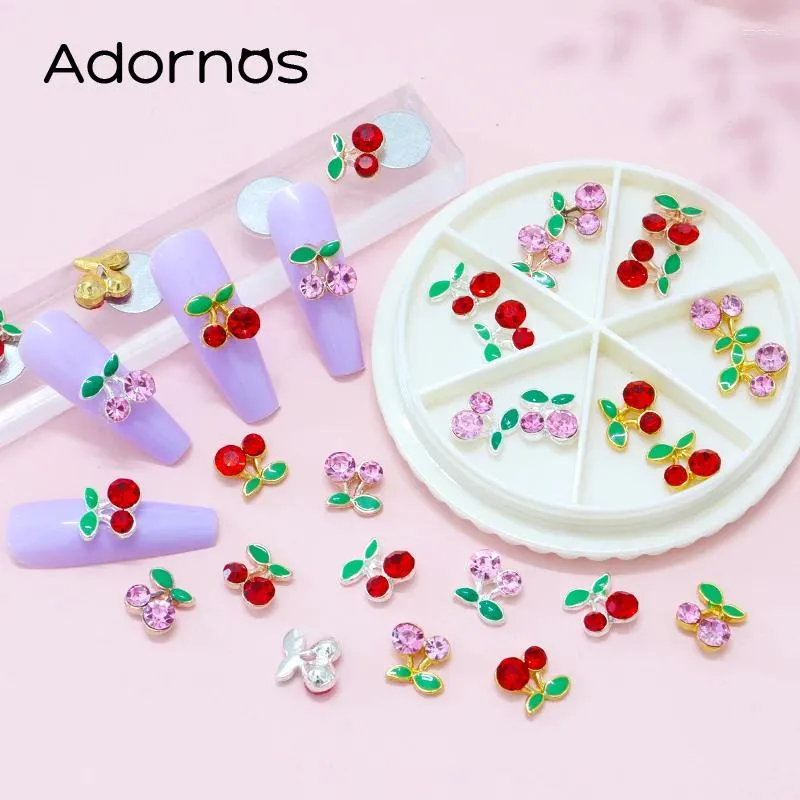 Nail Art Decorations 12pcs Alloy Cherry Charms Accessoires Red Purple Cute Fruit Decoration pour DIY Metal Luxury Manucure Pièces