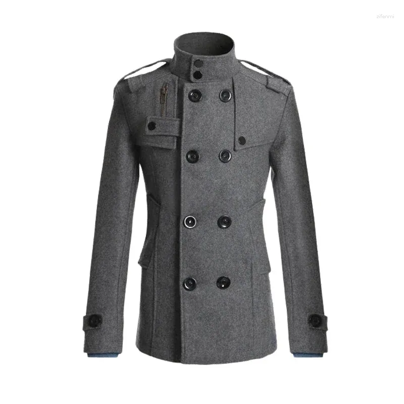 Trench Coats Men's Men Office Overcoat Fashion Hiver Long manteau Vestes chaudes Soild Breaker Slim Stand-Collar Ourwear Parkas Mâle