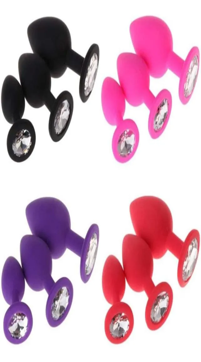 Anal Toys 3pcs Silicone Plug Entraînement Kit pour les femmes AMP Men Sex Toy Plugs Débutant Couples3148439