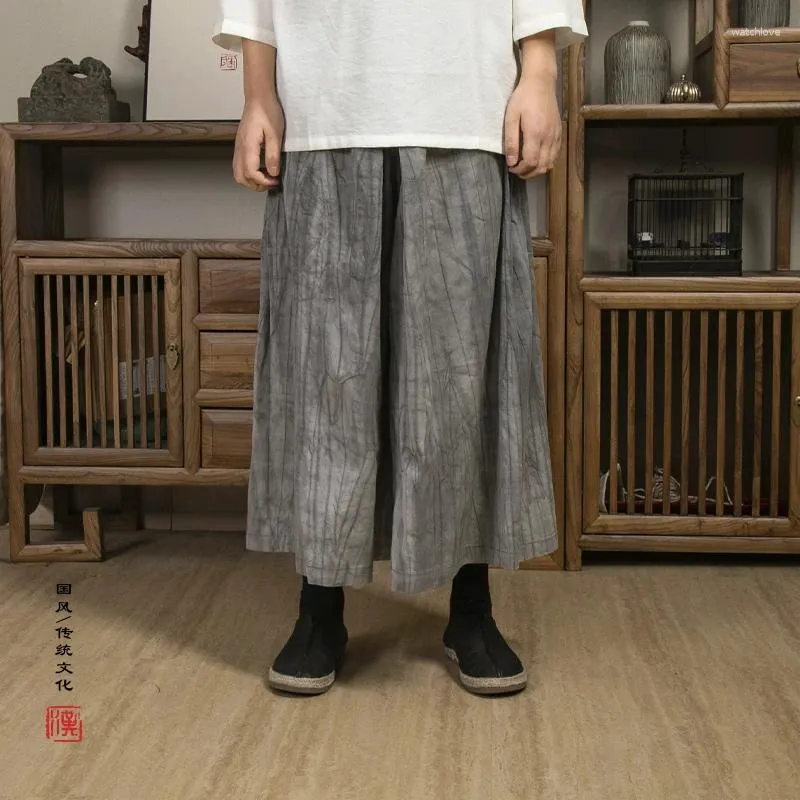 Heren broek mannen plus maat losse casual stropdas verven vintage wide been rokken vrouwen broek streetwear oversized kimono voor man