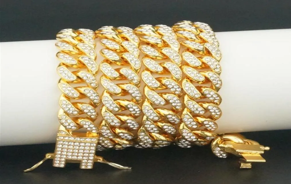 Bracelets de tennis de chaîne de liaison cubaine de 125 mm Miami pour hommes Bling Hip Hop Iced Out Diamond Gold Silver Rapper chaînes Femmes Luxury Jewelry2505886