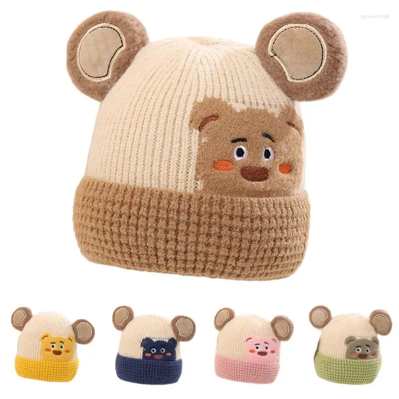 Berety robią duże uszy zimowy kapelusz dla chłopców kreskówka kreskówka niedźwiedzia Dziecko czapki czapki ciepłe dzieci