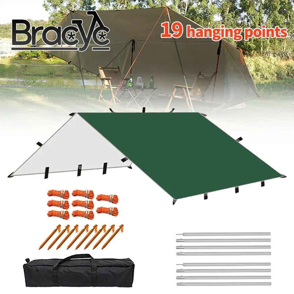 5x3m Waterdichte tarp tent schaduw ultralight tuinluifel luifel zonneschade outdoor camping luifel strand zon asiel met nagelwind touw 240419