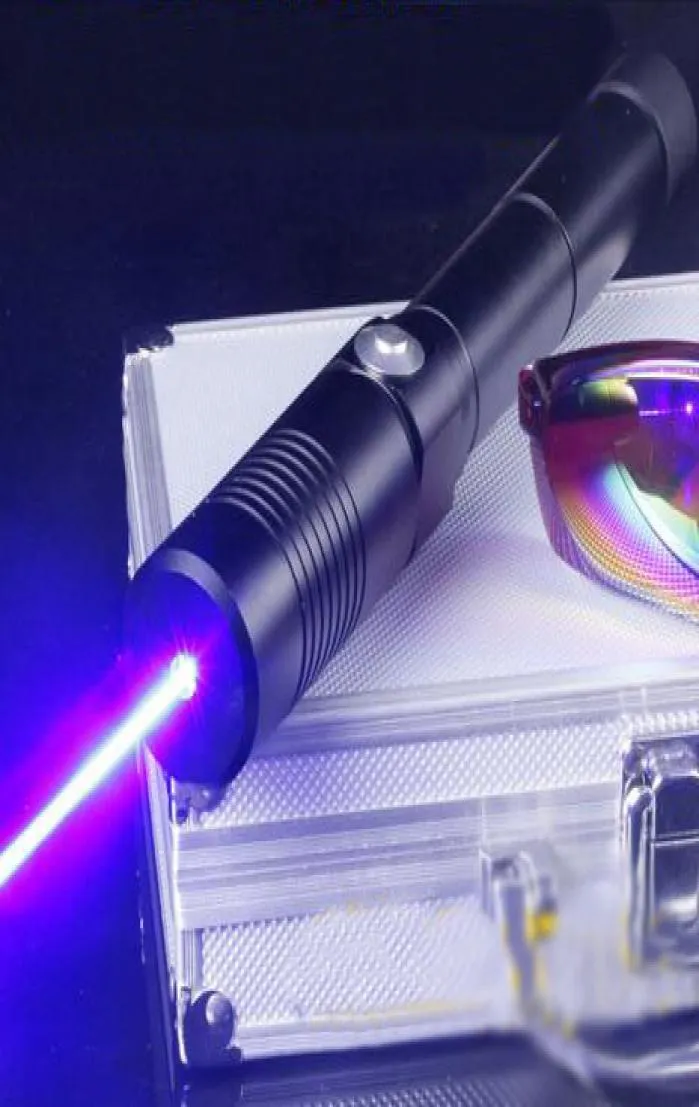 Black Monster 450NM 2000000m Blue Laser Pointer Laser Pen Laser Torch Utiliser 2x18650 ChargerGlasses Metal Box2437116