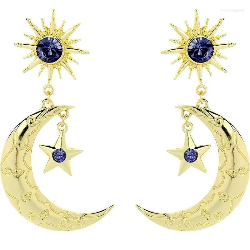 Studörhängen grossist 6 par/parti mode kvinnliga smycken tillbehör metall stjärna mån sol