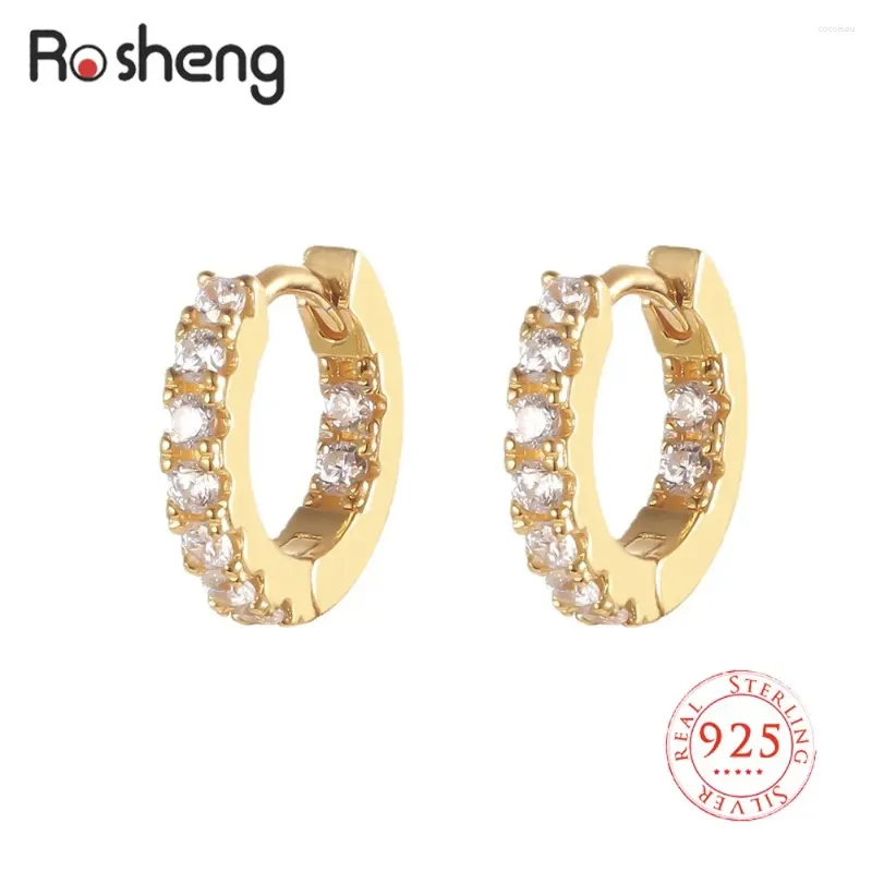 Orecchini a cerchio 925 Sterling Silver 8mm Circle Gold Colore Gold Earring Twist for Women Girls Compleanni semplici gioielli nobili