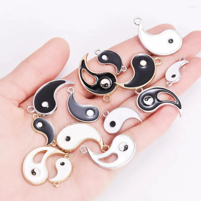 Charms mixtes 10pcs de style chinois yin yang bagua tai chi bijoux en émail de fabrication accessoires de collier de couple bricolage