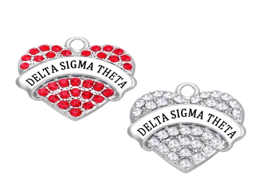 10pcs Diy Delta Sigma Theta Greek Sorority DST Heart Crystal Charm Organisation Charm7340908
