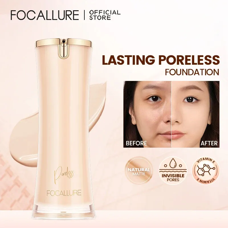 Focallure Liquid Foundation Longlasting Oilcontrol Hoge dekking Poreloze lichtgewicht Concealer Face Base Makeup Cosmetics 240428