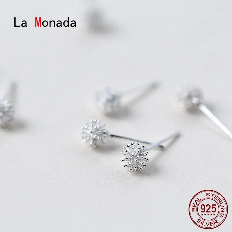 Orecchini per borchie La Monada per donne argento 925 Minimalista Round Dandelion Fine gioielli