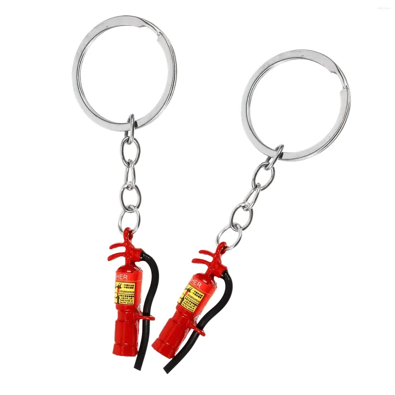 Gift Wrap 2 Pcs Firefighter Metal Keychain Pendant Alloy Bag Hanging Decorate Three-dimensional Zinc Keyring Key Chains For Car Keys