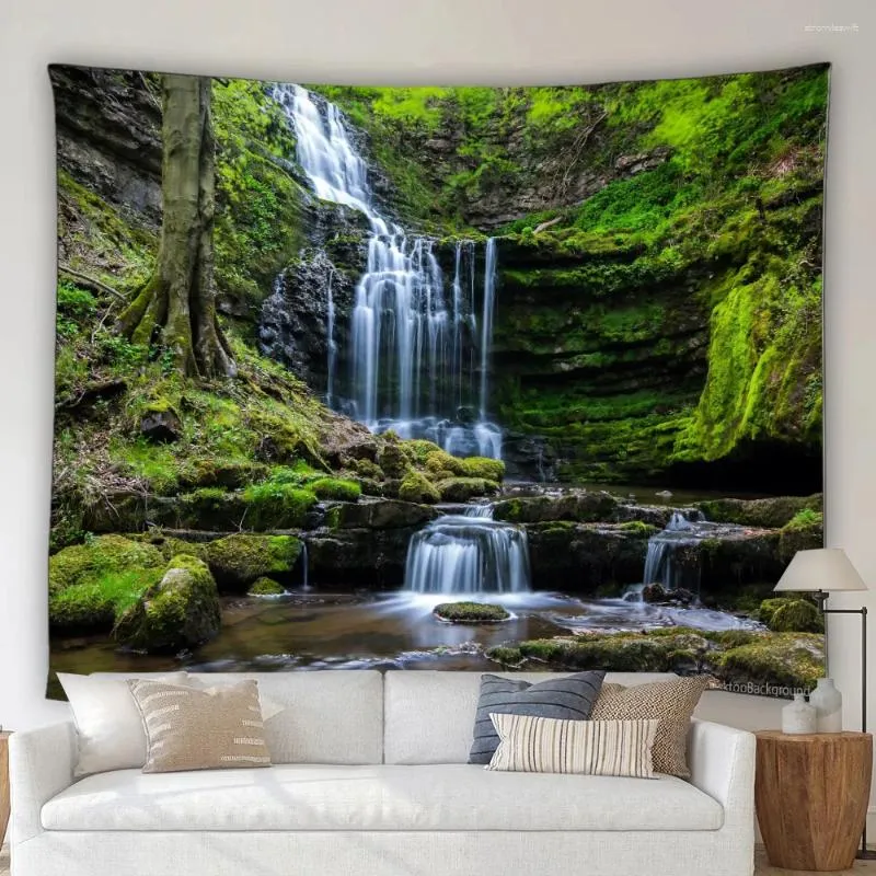 Gobelin nowoczesny 3D Scenic Tobestry Tropical Forest Waterfall Garden Nature Sceneria Scener
