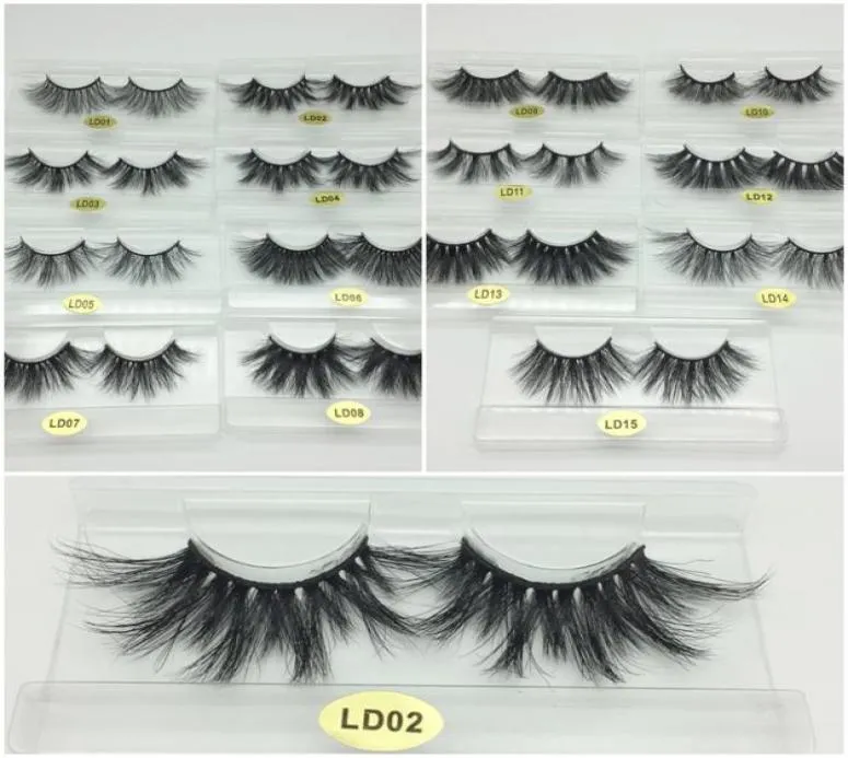 Dramática dramática 3d Mink Eyelash 5d 25mm de comprimento grossa cílios de vison cílios falsos com bandeja sem maquiagem de caixa LD Série personalizada Priva2314304