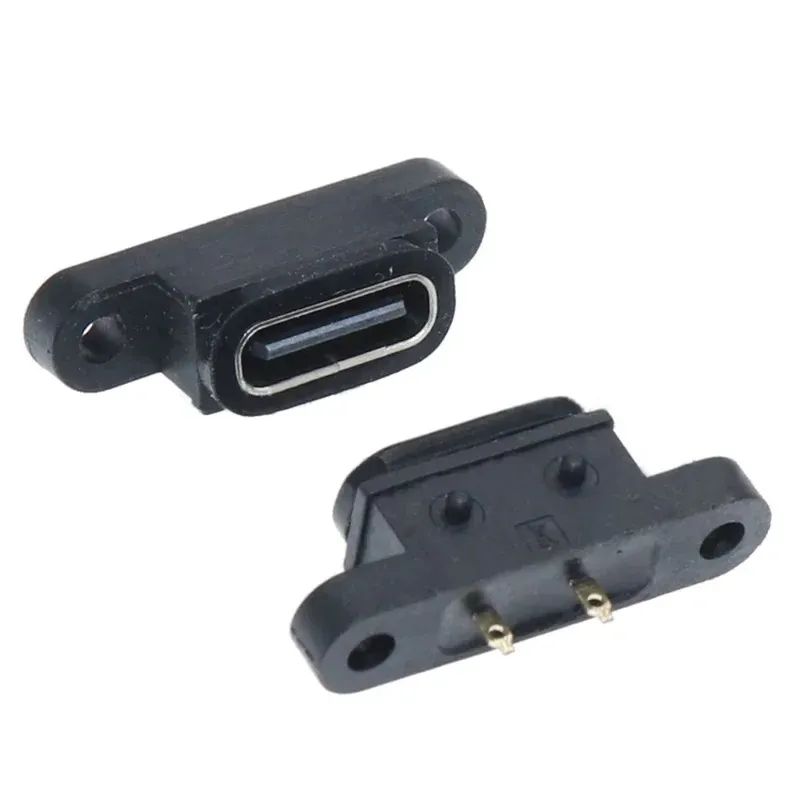 Type C 2pin Port de prise USB C USB C 2pin avec trou de charge Fast Charge Interface 180 degrés Connecteur USB
