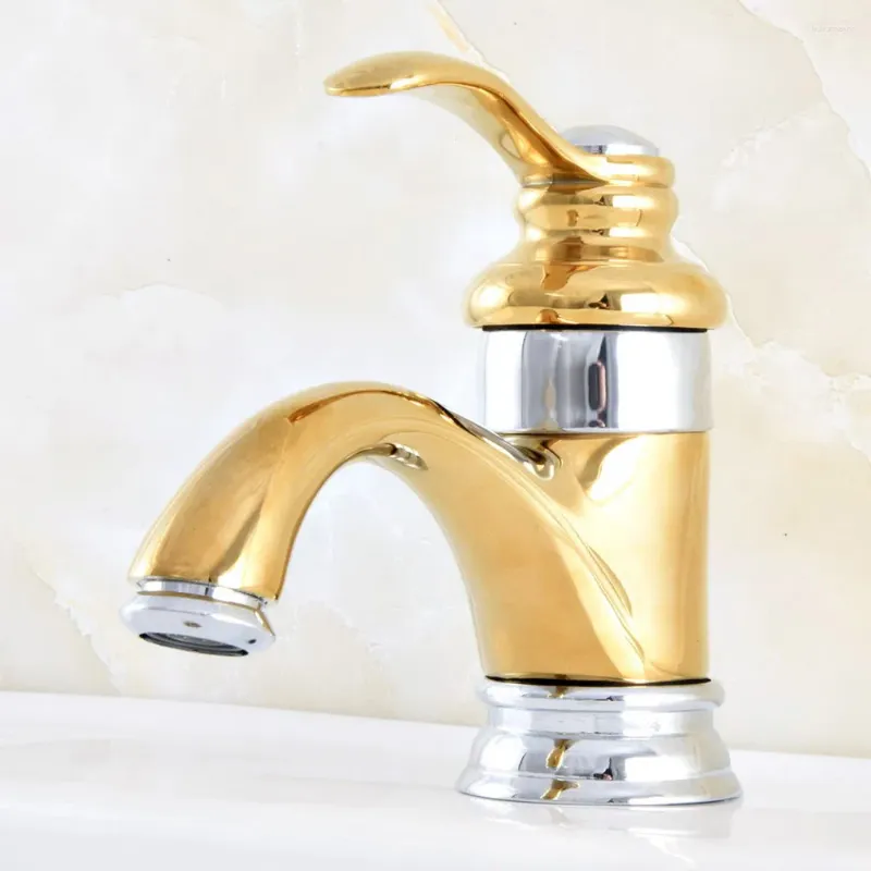 Bathroom Sink Faucets Golden Silver Single Handle Hole Teapot Shaped Faucet Vanity Cold Mixer Water Tap Dnf304