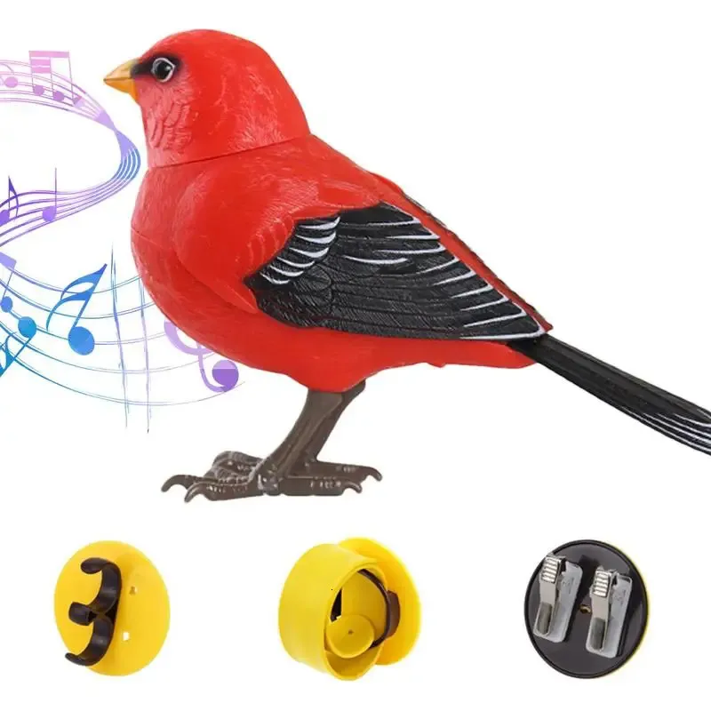 Decoración de aves falsas animales reales decoración al aire libre juguetes para pájaros interactivos pájaros de simulación real haciendo árboles de sonido 240424