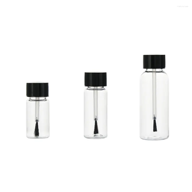 Lagringsflaskor 50/100 st 10 ml 15 ml 30 ml plast nagellackflaska tom transparent limbehållare med borste applikator Gluer