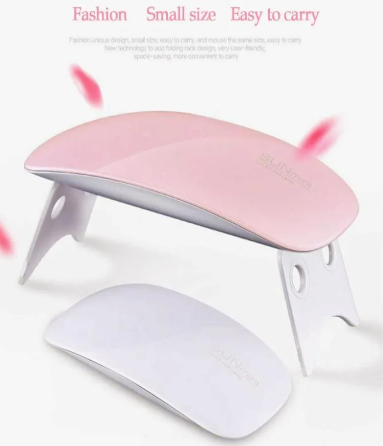 SUN Mini Nail Dryer Lamp 6W Portable USB Charge Nail Gel Polish Manicure Lacquer Tool 45s 60s Timer LED Light Fast Dry Gel1869171
