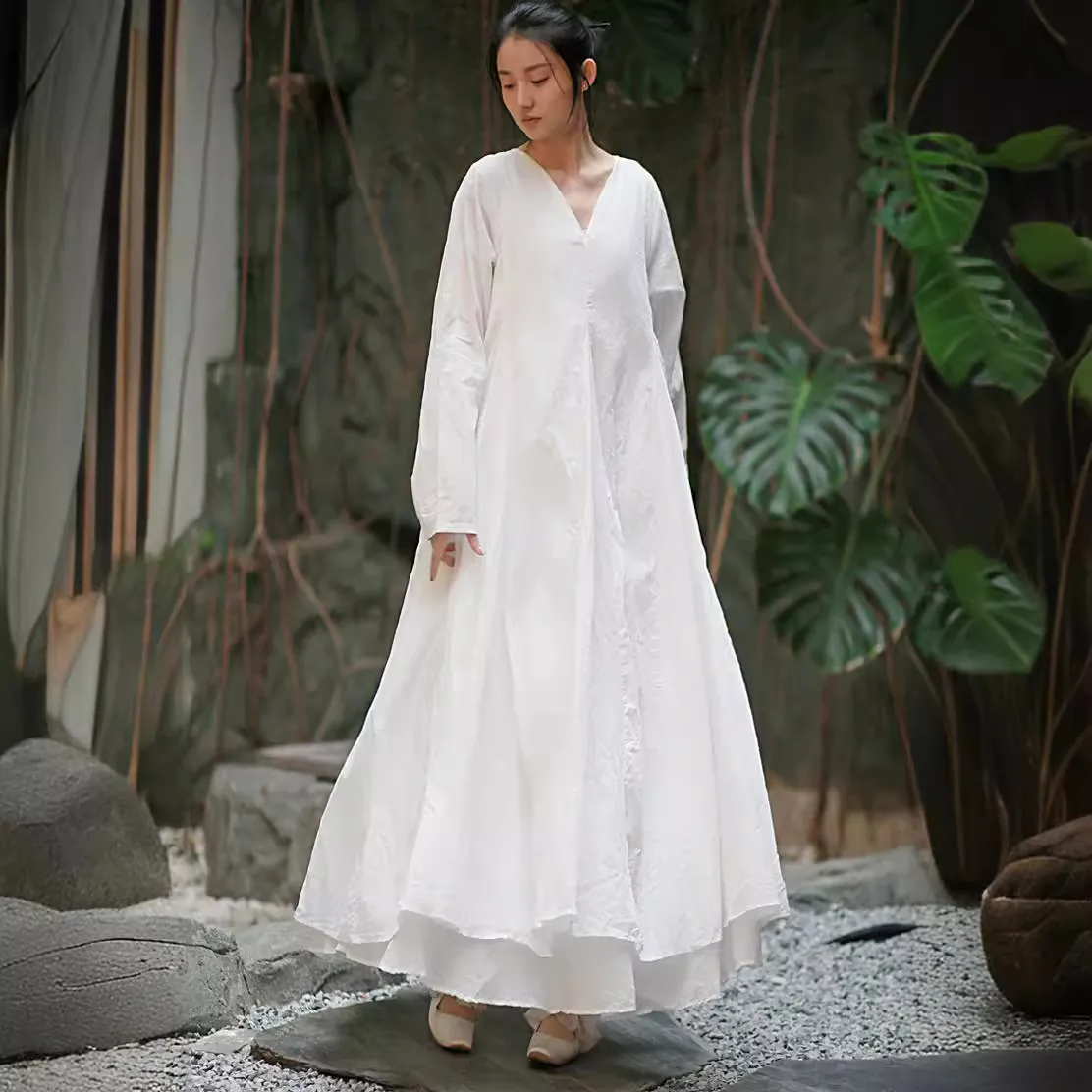 Cotton Hemp Long Sleeve Dress For Women Breathable Double Layer Fabric  Lightweight, Small Warmth Casual Wear From Ailuoyi0602, $163.82 | DHgate.Com