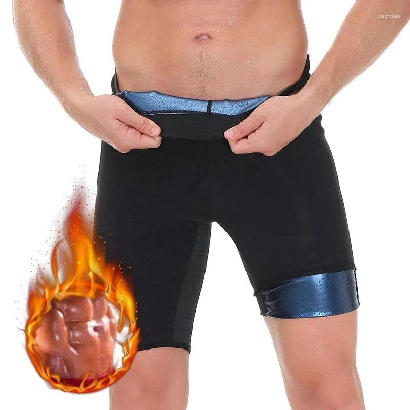 Porsole del corpo da uomo Shorti sudore sauna thermo pantaloni a metà coscia polimero fitness shaper traspirante mesh cavallo allenamento grasso bruciamepedomplear