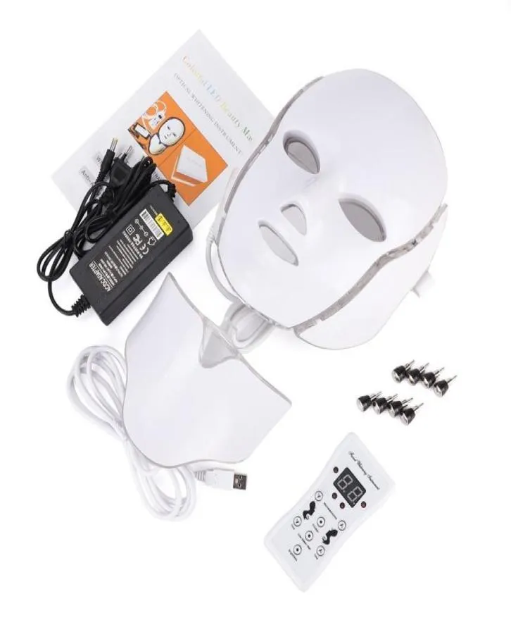 7 Máquina de beleza com terapia de luz LED de 7 colorido Máquina de pescoço facial led com microcorrente para o dispositivo de clareamento da pele Remessa de dispositivo2376494