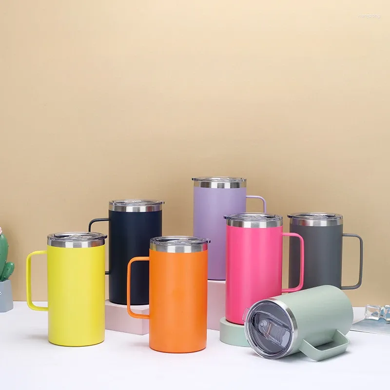 Tasses tasses portables en acier inoxydable tasse à vide avec poignée idéale pour les aventures de voyage en plein air à double tasse de café à double couche