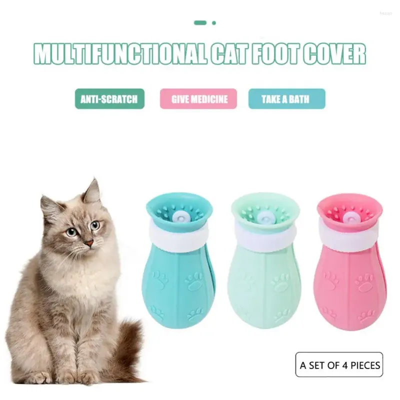 Tubo de gato cubierta para el pie para bañeras de baño accesorios de silicona suave ajustable baño de mascota zapatos convenientes