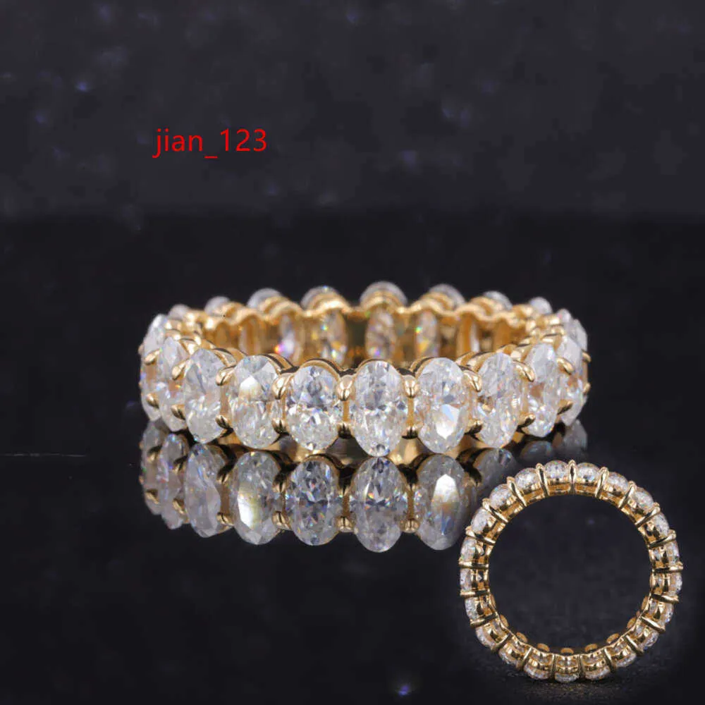 Starsgem Custom Fine Jewelry Real Men Full Eternity Wedding Band Oval 3 * 5 mm Diamond Moisanite Ring Gold
