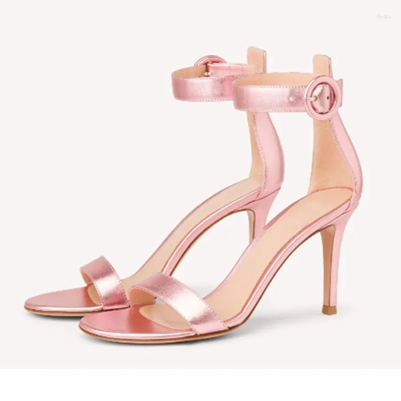 Kleidungsschuhe Satin Riemchen Offene Sandalen Schnallstiletto Fußkettchen Pumps sexy Frauen Super High Heels Sandalias Mujer Verano