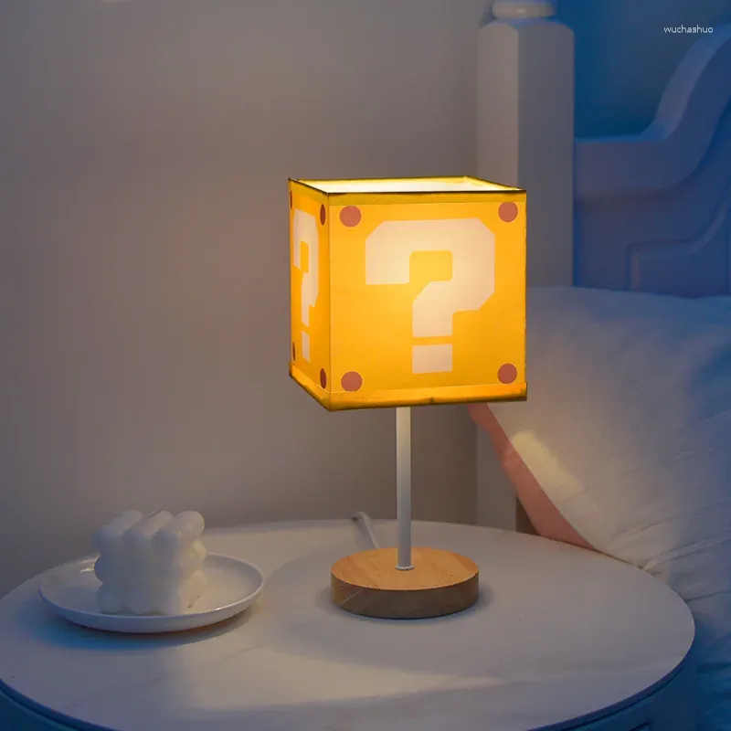 Tischlampen Massivholz quadratische LED -Lampe Bettleuchte USB Powerd Nacht Nachtteschreibtisch