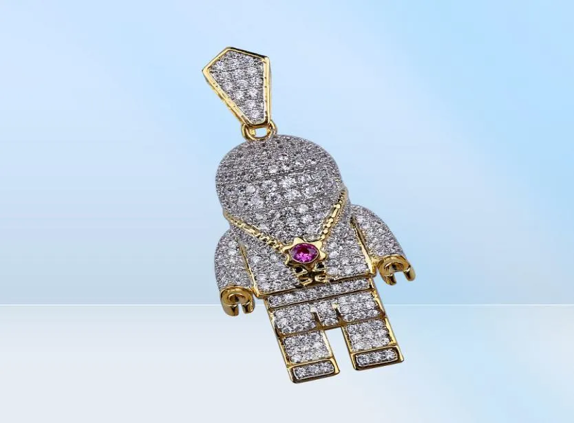 Paradiglione a pendente ghiacciato Collana di design di lusso Hip Hop Bling Diamond Astronaut Charms Gold Chain Gold Pendants Fashion Statemen6652470