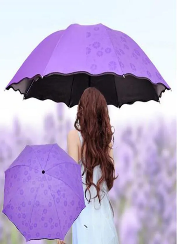 100pcslot guarda -chuva Antiuv Umbrella Sunshade Umbrella Flor Magic Dome SunScreen portátil 3Polded Properproférico6382763