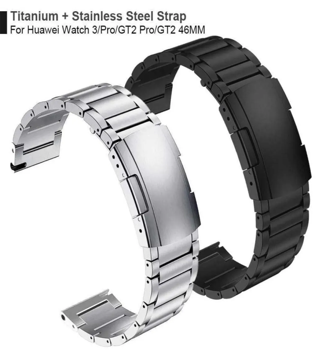Titanium Steel Clasp -rem för Huawei Watch 3 Band GT 2 Pro GT2 WatchBand för Honor MagicWatch2 46mm GS Pro Armband Armband H2295269