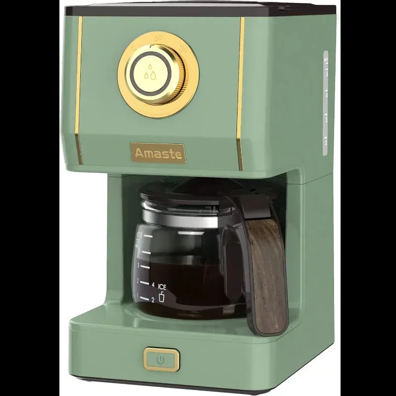 Amaste Drip Coffee Machine mit 25 Unzen Glaspopf Retro -Style -Hersteller wiederverwendbarer Filter Drei Braumodi 240423