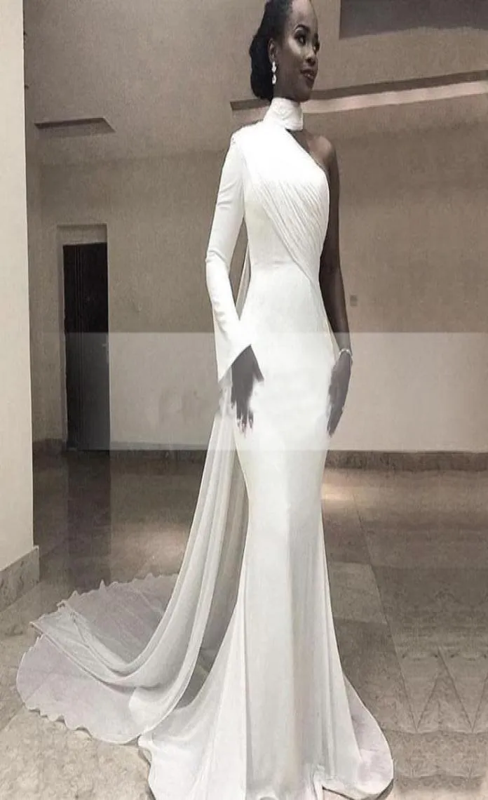 Sexy syrena Nigerian Oneshoulder Suknie wieczorowe z wstążką z południowoafrykańskim szyfonem sukienki na bal