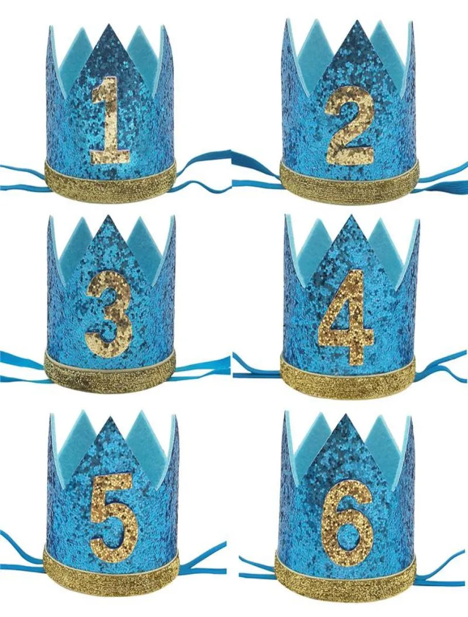 Chapeaux de fête 1pcs 1er 2ème 3e paillette couronne bandeau joyeux anniversaire 1 2 ans de douche de bébé enfants décoration chapeau 2298573