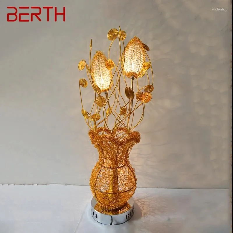 Tafellampen ligplaats moderne gouden lamp modieuze kunst iiving kamer slaapkamer bruiloft led aluminium draad bureau licht