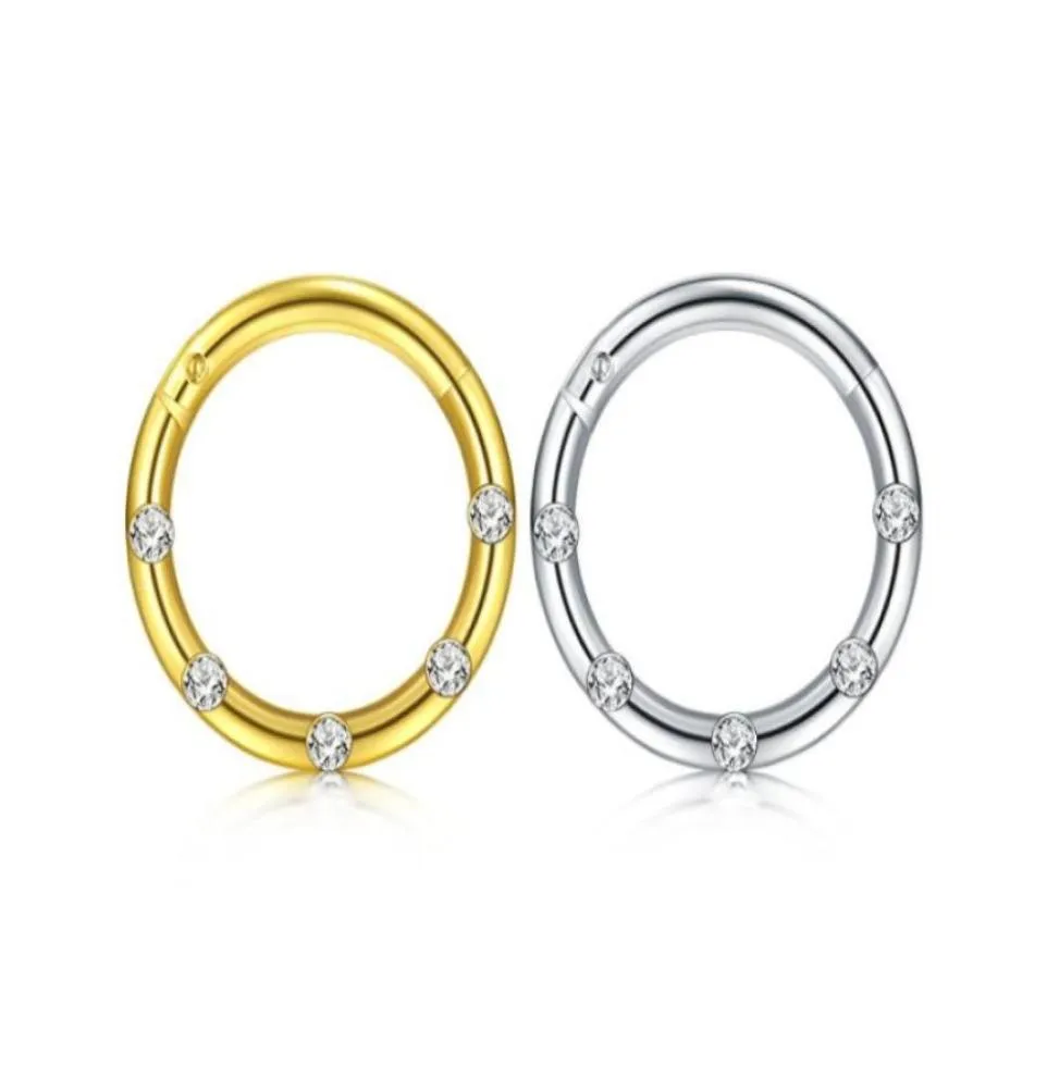 10pcs/działka tytanowe klejnoty płynne z zawiasami Pierścień Klicker Lage nos/warga/ucha Septum 16G Shine6426426