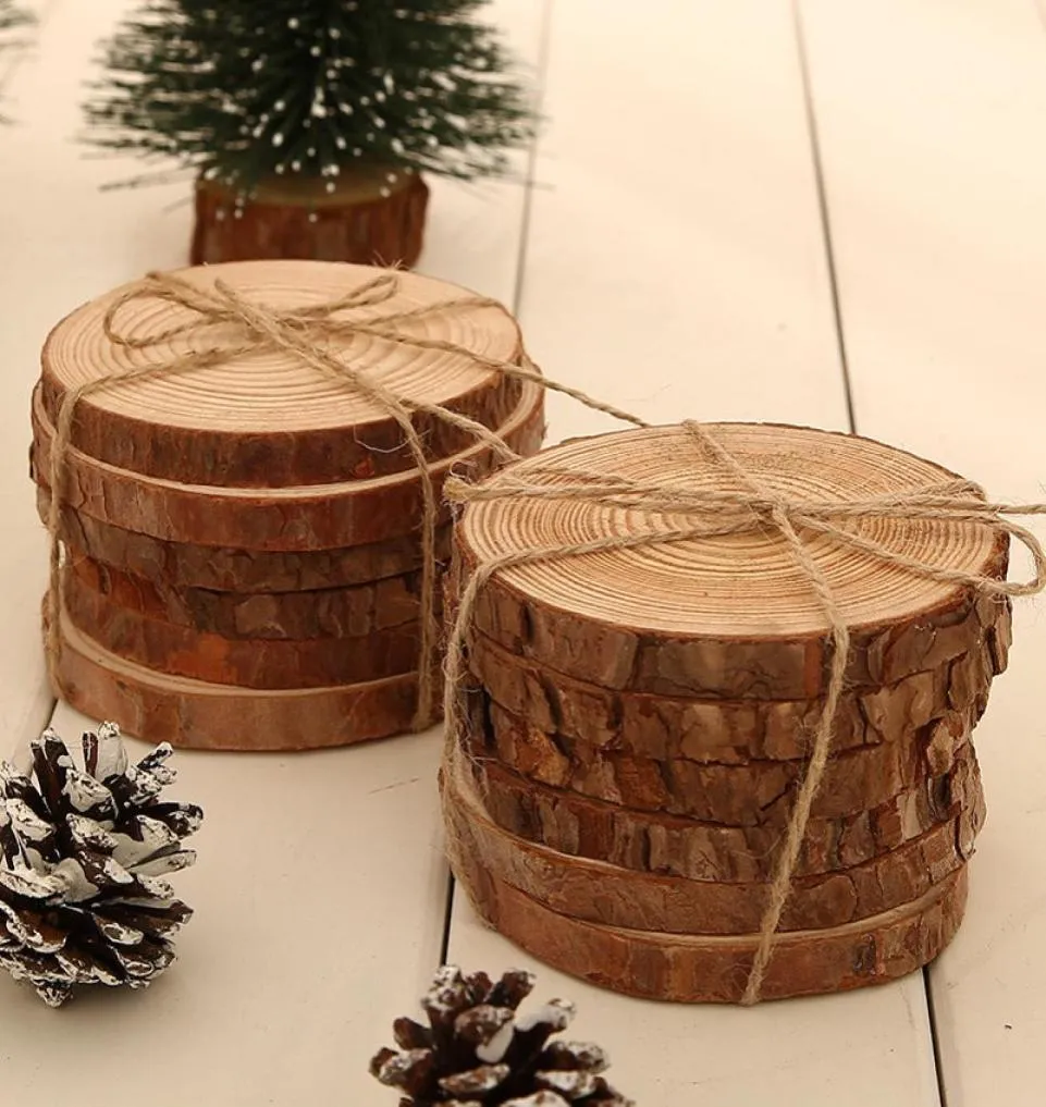 6pcslot Pine Wooden Chips Cut Pieces Wood Log Sheet Rustic Wedding Decor Party Centerpieces Vintage Country Style Y02283336780