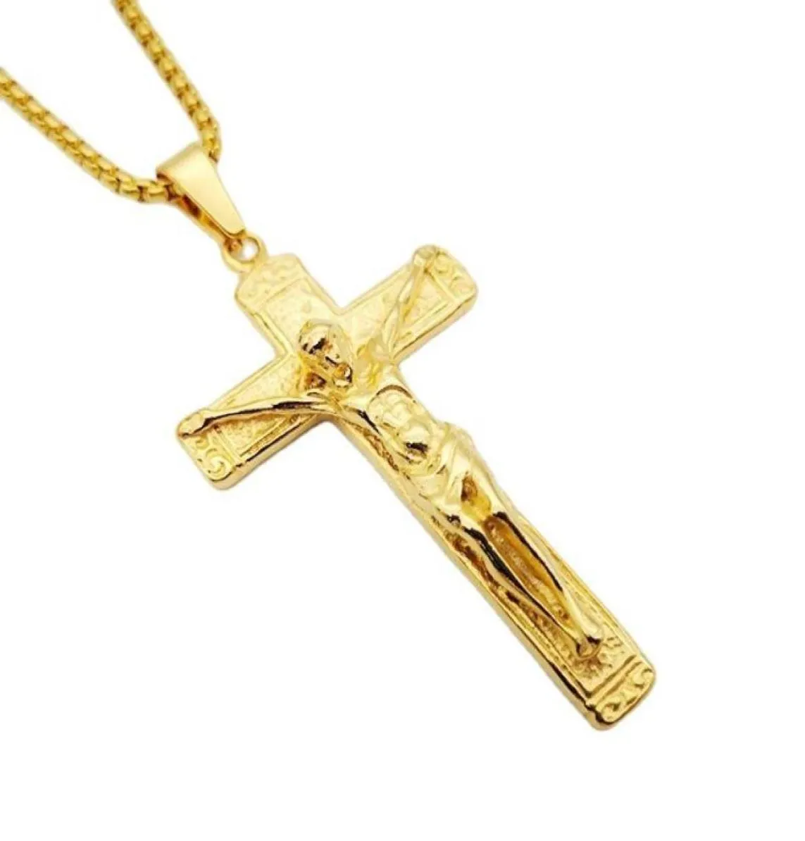 Collane a sospensione in oro croce croce inri crocifisso collana di jesus 316l in acciaio inossidabile uomo donna gioiello 4697895