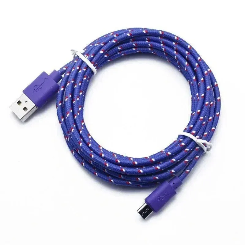 Micro USB -kabel 0,5/1M Datasynkronisering av USB -laddare för Samsung Huawei Xiaomi HTC Android Phone Nylon flätade MicroUSB -kablar