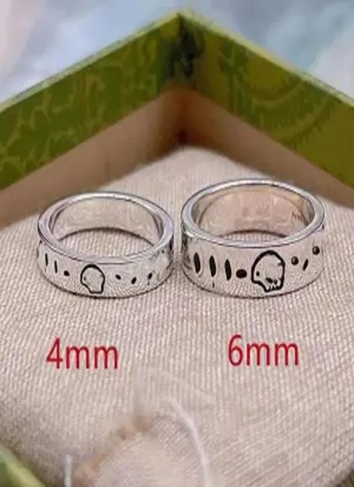 Mens Luxurys Designer Rings Beveldiging voor vrouwen sieraden Love Ring Men Classic Skull Fashion Couple Ring 925 Sterling Silver Orna4910027