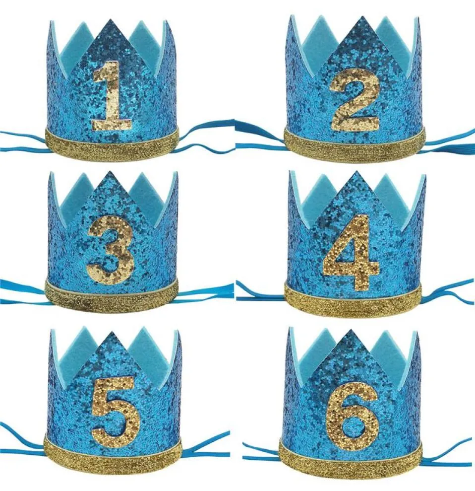 Chapeaux de fête 1pcs 1er 2e 3e paillette couronne bandeau joyeux anniversaire 1 2 ans Baby Shower Children Decoration Hat8952753