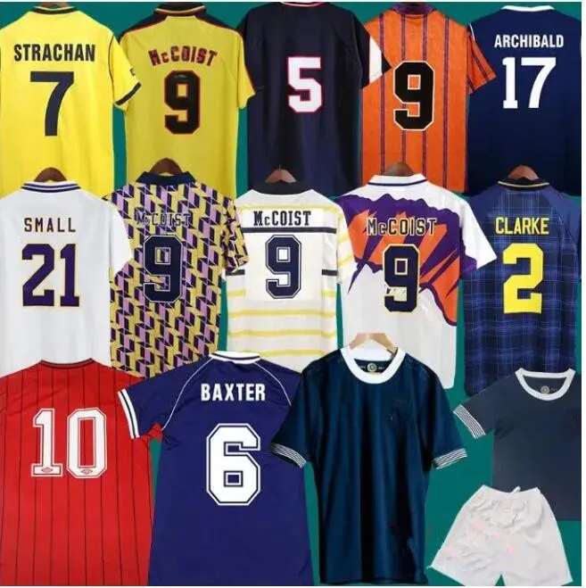 82 86 Seleção Nacional de Jerseys de futebol da Escócia Dalglish Strachan Miller 6 98 Burley McNamara Lambert Gallacher Hendry Home Away Football Shirts