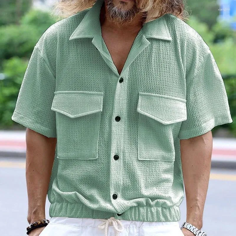 Camicie casual maschile oldyanup maschile safari safari in stile multi tascabile cardigan cardigan estate vintage polo collare camicia sciolta