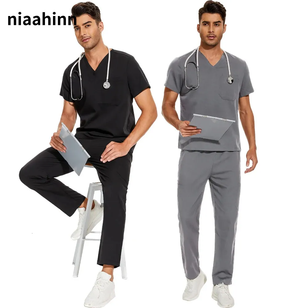 Hôpital masculin de gommages uniformes de laboratoire masculin en gros de la clinique de vente en gros de mâle