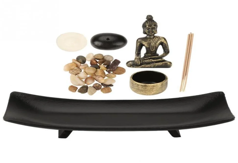 1 Ensemble Zen Zen Garden Relax Bouddhisme Candlestick Encens Support Feuille d'ameubler