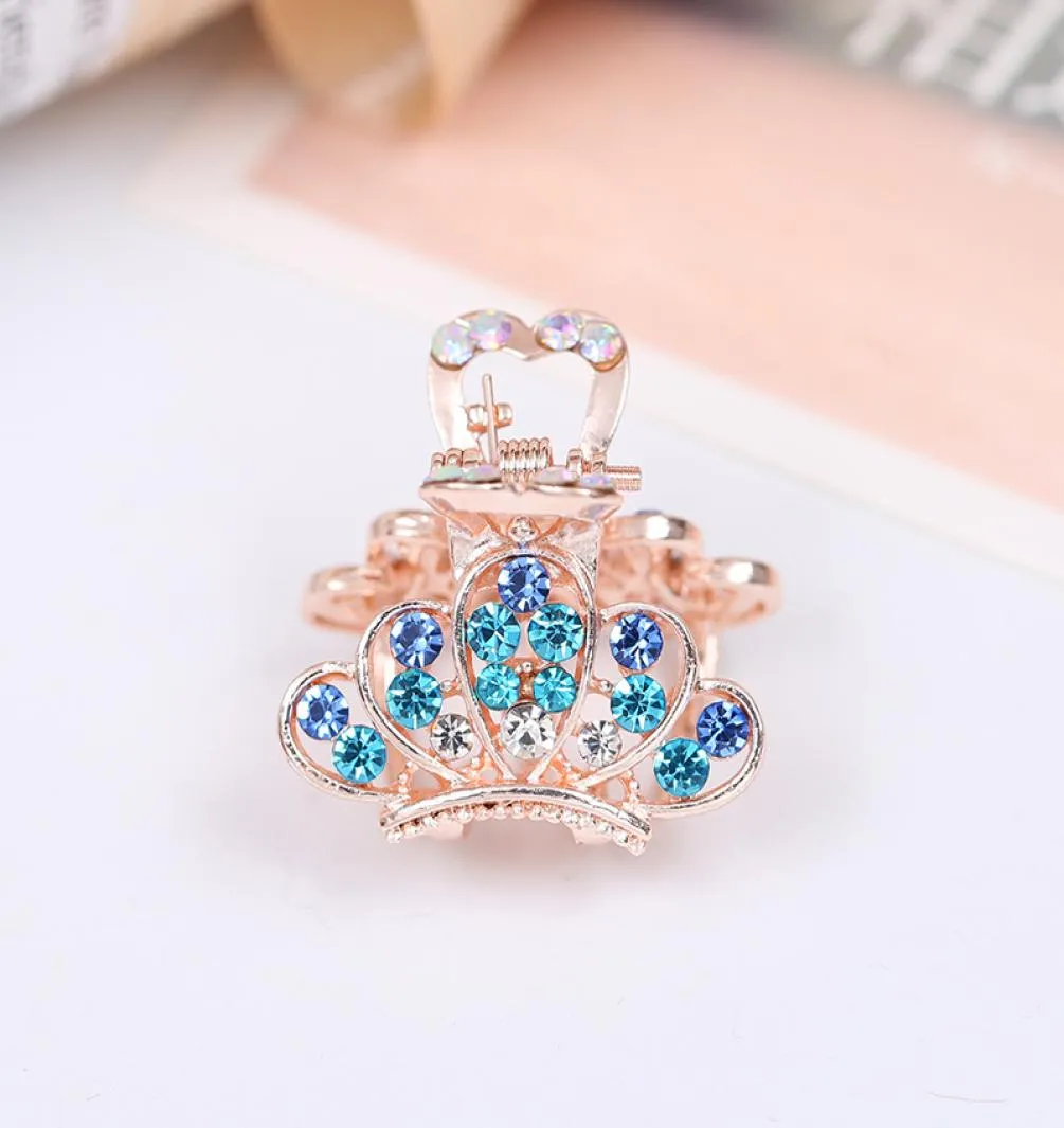 Vintage Shining Crystal Mini Butterfly Crown Hair Claw Clip Clip Frauen Mädchen Haarklammern Haarzubehör schöne Geschenke Whole4288605