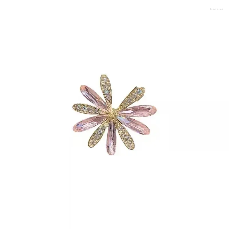 Broscher kristallglas liten tusensköna blommor brosch kvinnlig enkel personlighet stift kostym anti-exponering prydnad för kvinnor