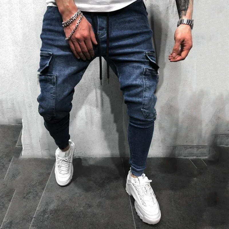 Pantalon pour hommes jeans vintage jogging pour les hommes skinny liaisons pieds pantalons denim à la mode